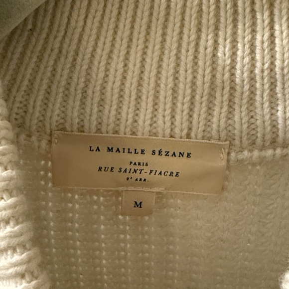 Sezane Lucas Cream and Blue Striped Sweater - Picture 2 of 6